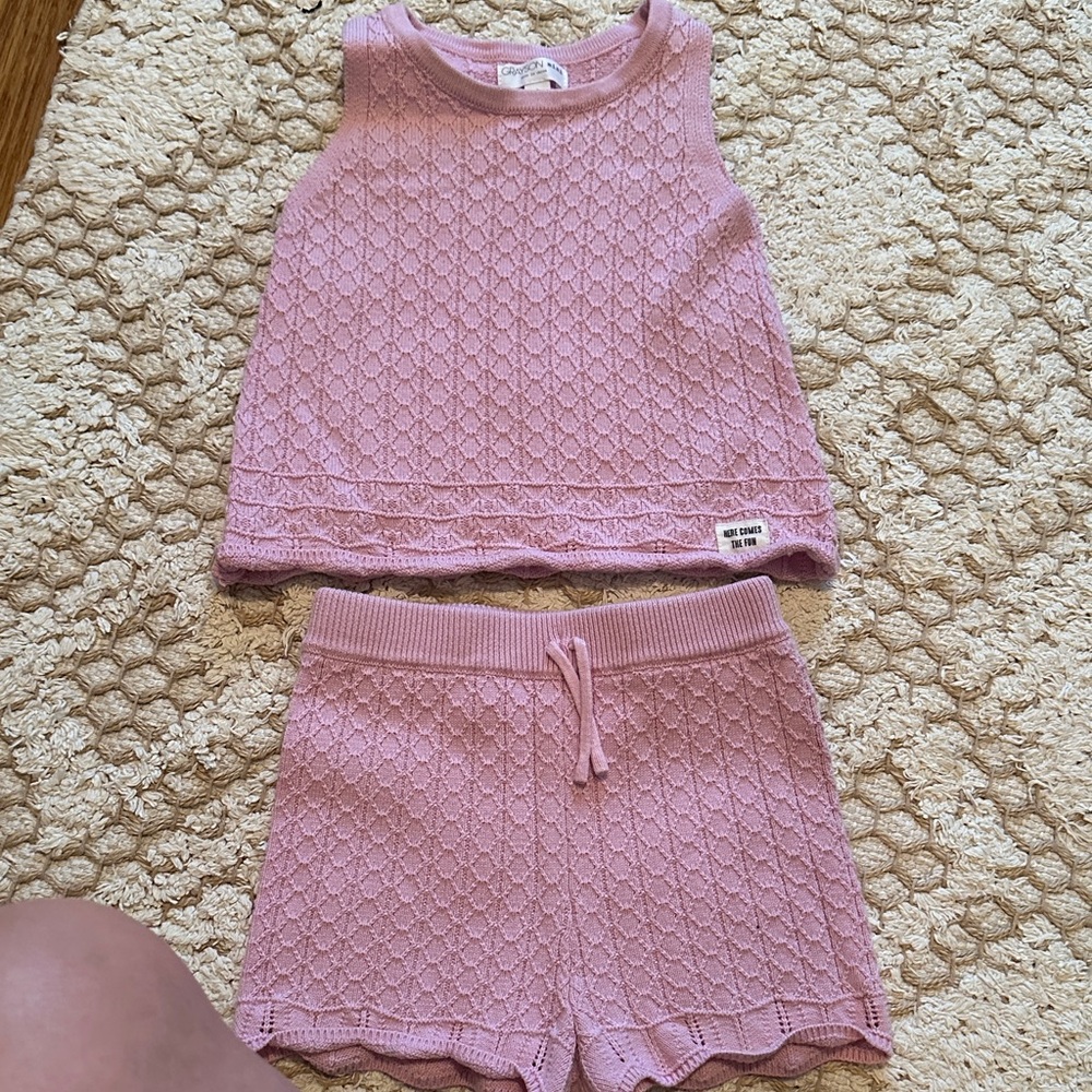 Pink Knit Tank & Shorts Matching Set - Brand: Unknown